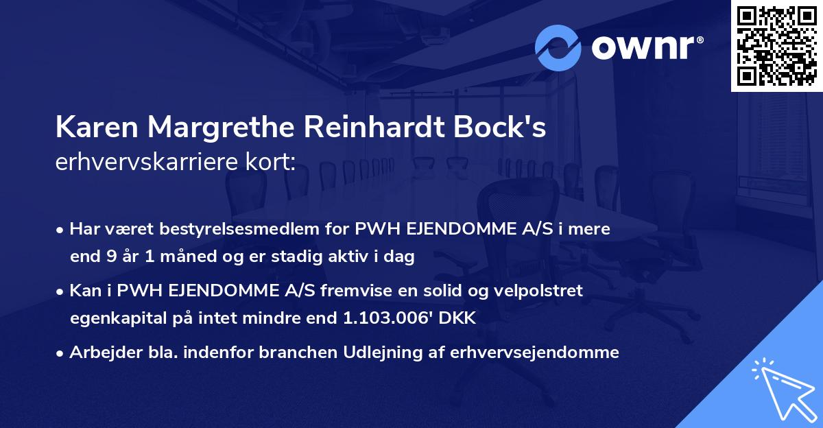 Karen Margrethe Reinhardt Bock's erhvervskarriere kort