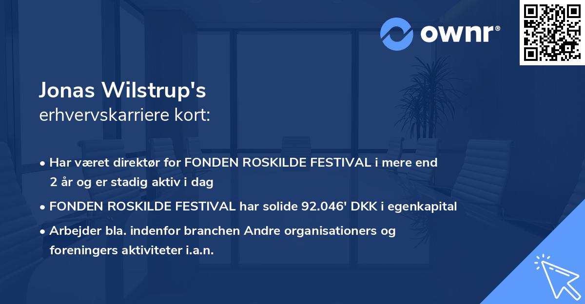 Jonas Wilstrup's erhvervskarriere kort