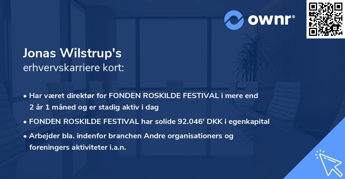 Jonas Wilstrup's erhvervskarriere kort