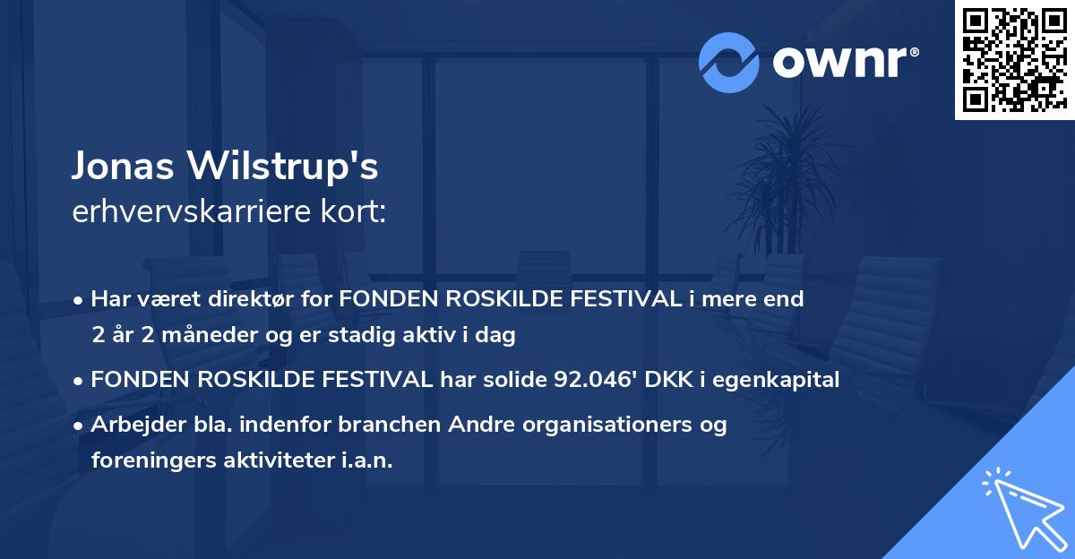 Jonas Wilstrup's erhvervskarriere kort