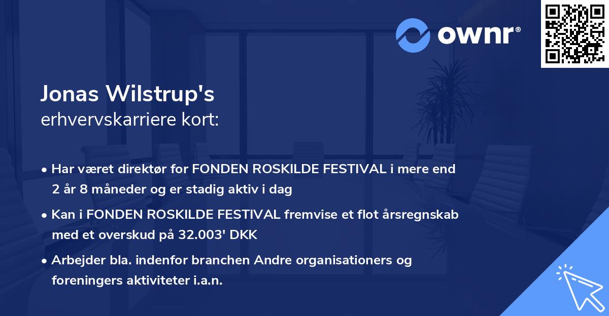 Jonas Wilstrup's erhvervskarriere kort