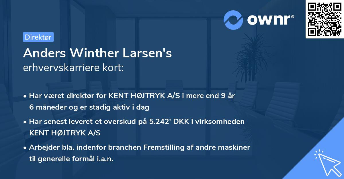 Anders Winther Larsen's erhvervskarriere kort