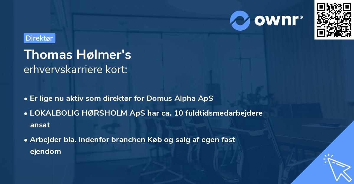 Thomas Hølmer's erhvervskarriere kort