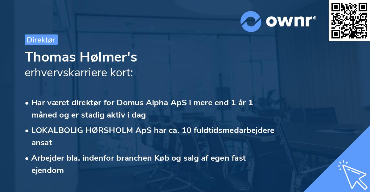Thomas Hølmer's erhvervskarriere kort