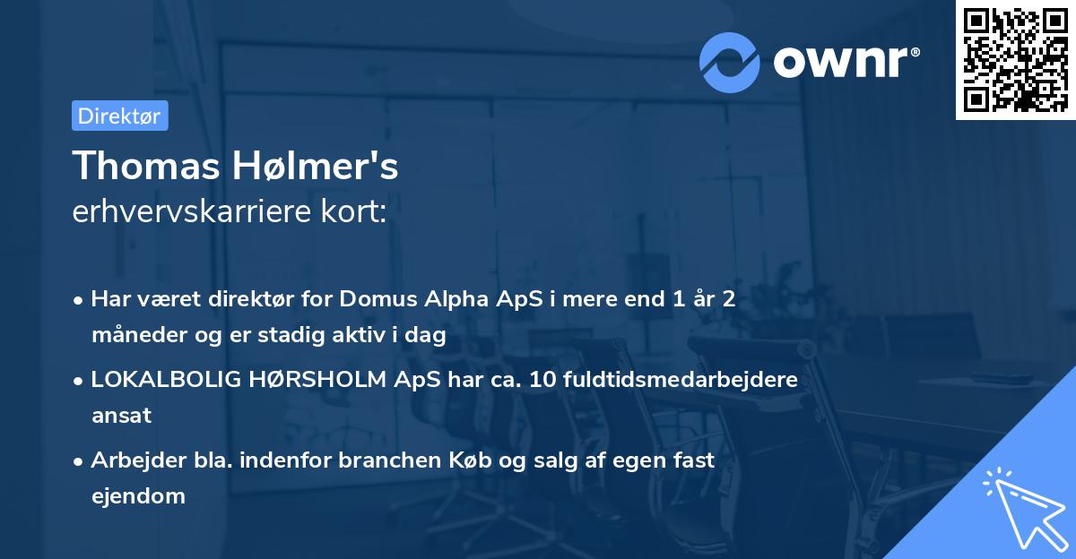 Thomas Hølmer's erhvervskarriere kort
