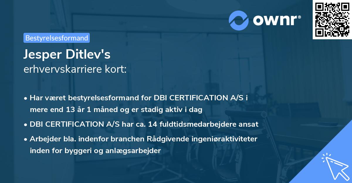 Jesper Ditlev's erhvervskarriere kort