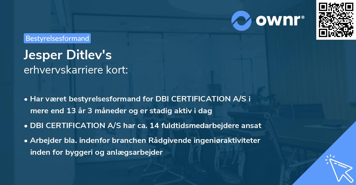 Jesper Ditlev's erhvervskarriere kort