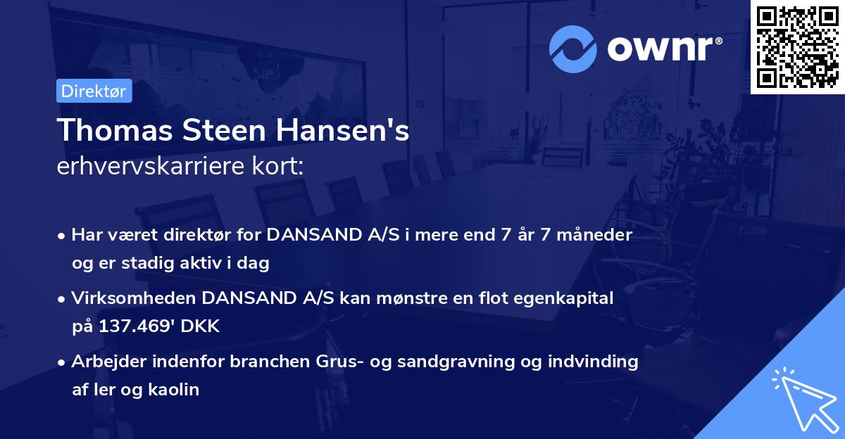Thomas Steen Hansen's erhvervskarriere kort