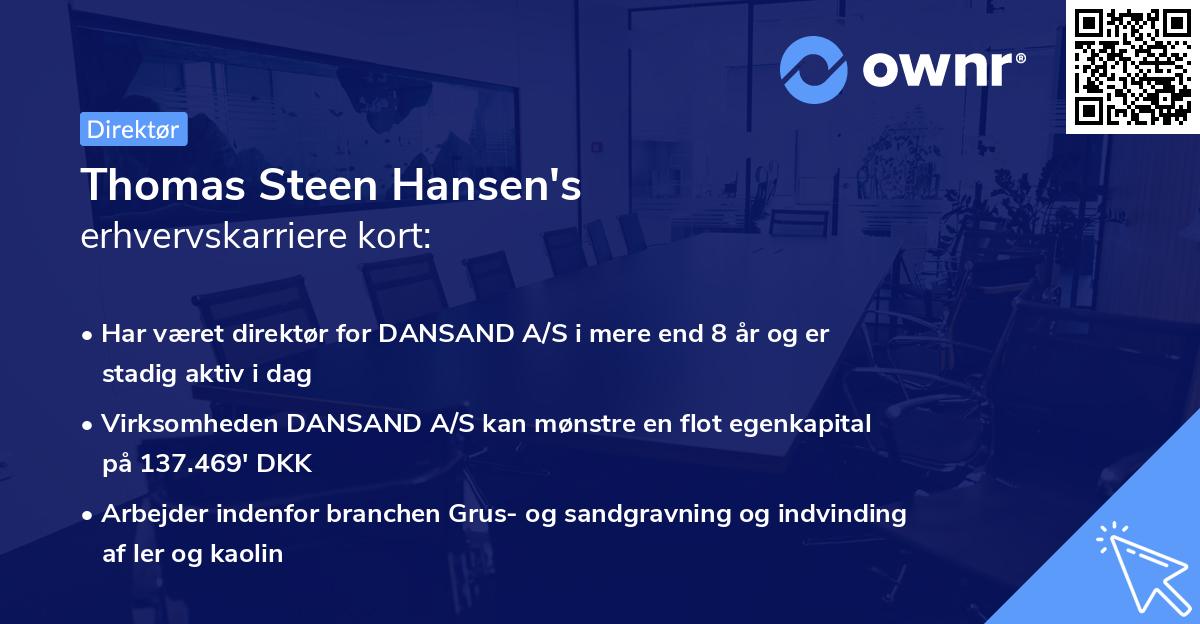 Thomas Steen Hansen's erhvervskarriere kort