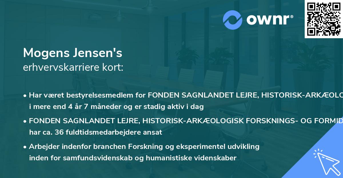 Mogens Jensen's erhvervskarriere kort
