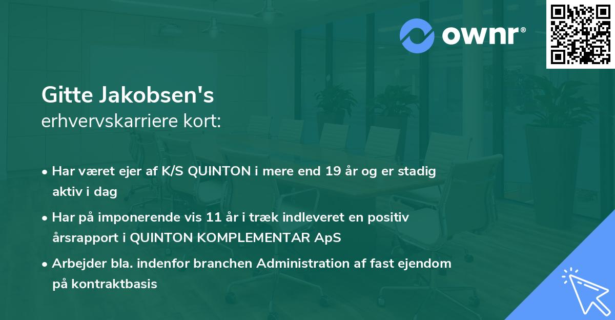 Gitte Jakobsen's erhvervskarriere kort