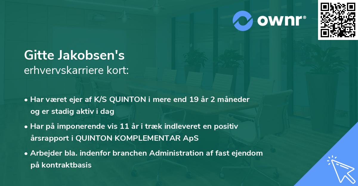 Gitte Jakobsen's erhvervskarriere kort