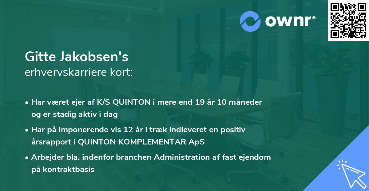 Gitte Jakobsen's erhvervskarriere kort