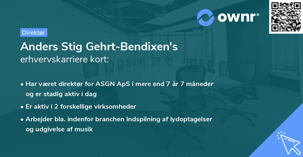 Anders Stig Gehrt-Bendixen's erhvervskarriere kort