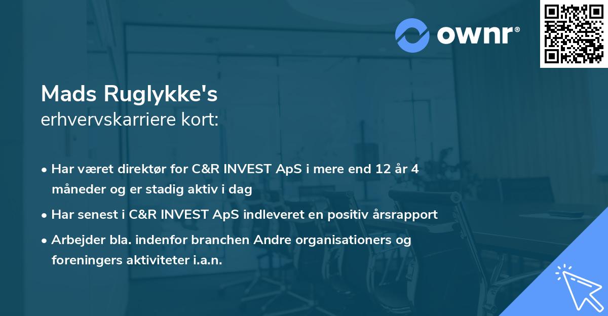 Mads Ruglykke's erhvervskarriere kort