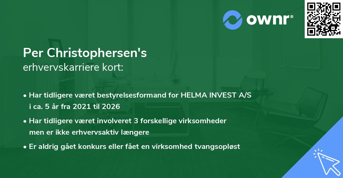 Per Christophersen's erhvervskarriere kort