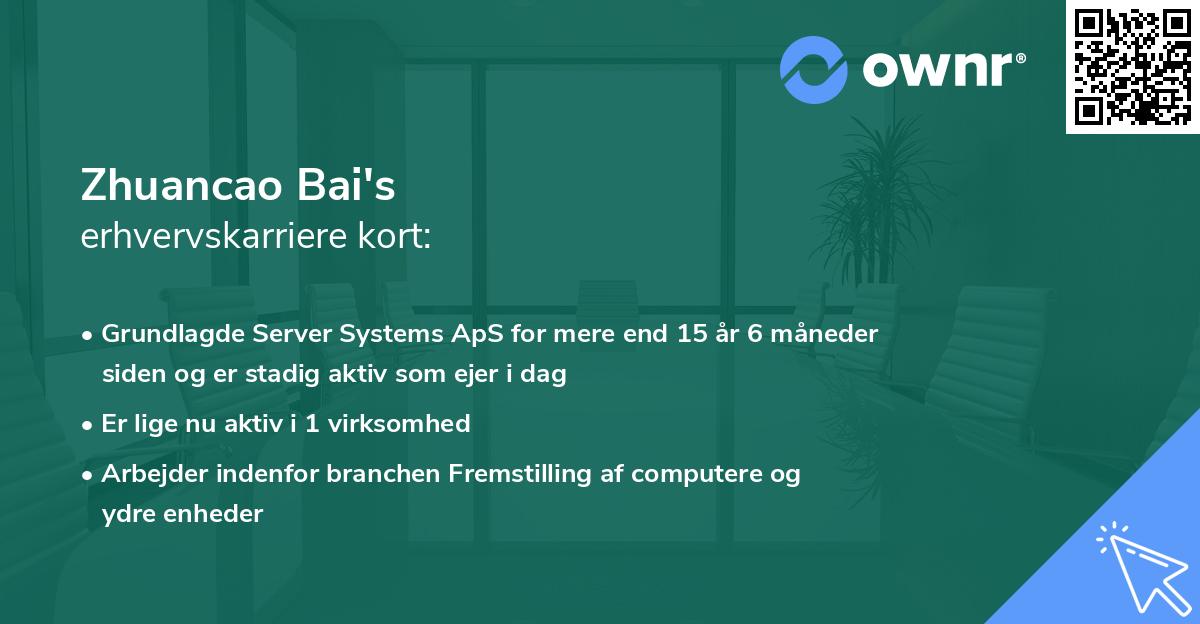 Zhuancao Bai's erhvervskarriere kort