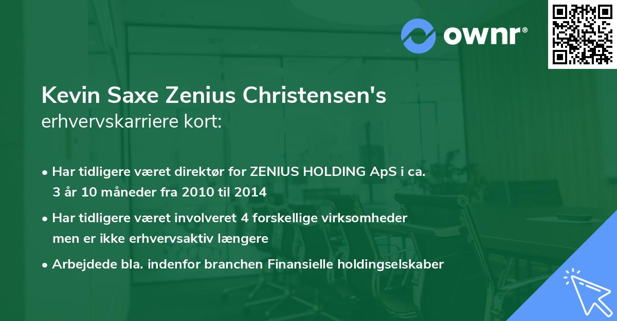 Kevin Saxe Zenius Christensen's erhvervskarriere kort