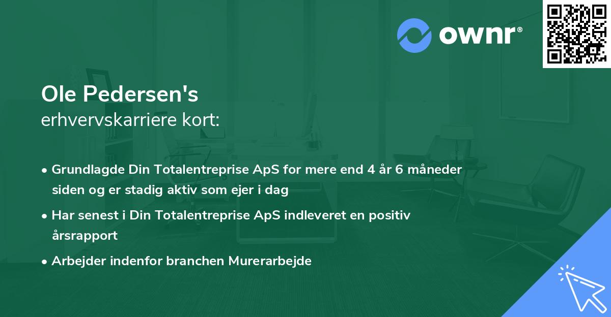 Ole Pedersen's erhvervskarriere kort