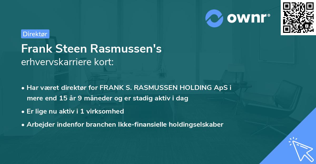 Frank Steen Rasmussen's erhvervskarriere kort