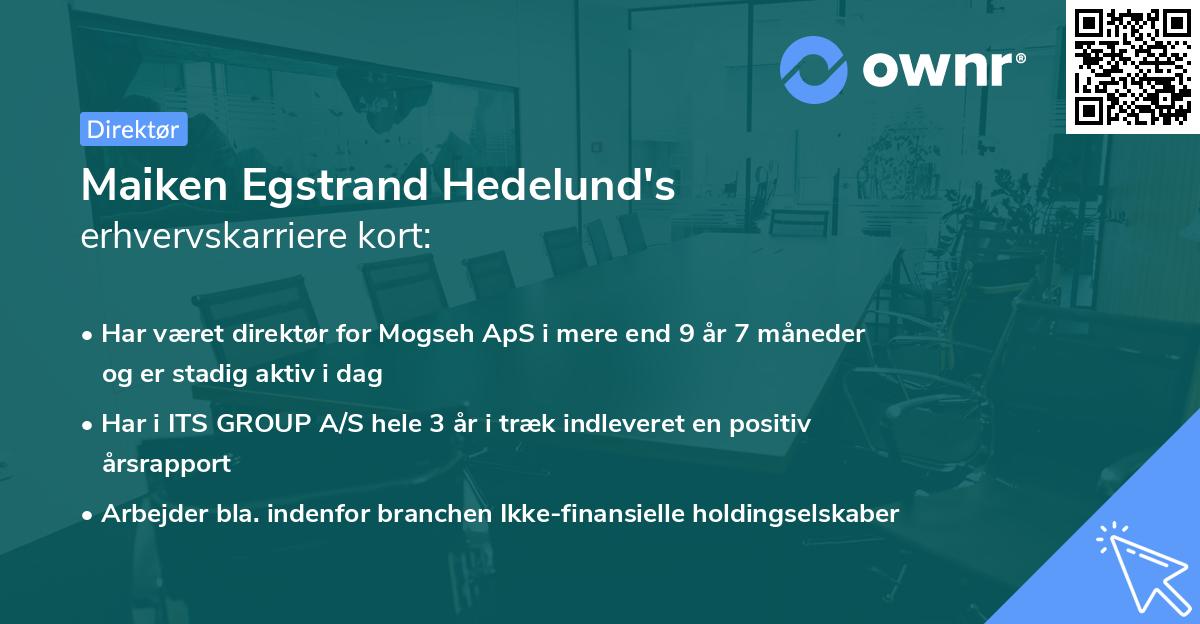 Maiken Egstrand Hedelund's erhvervskarriere kort