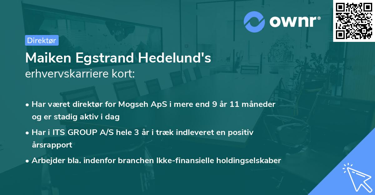 Maiken Egstrand Hedelund's erhvervskarriere kort