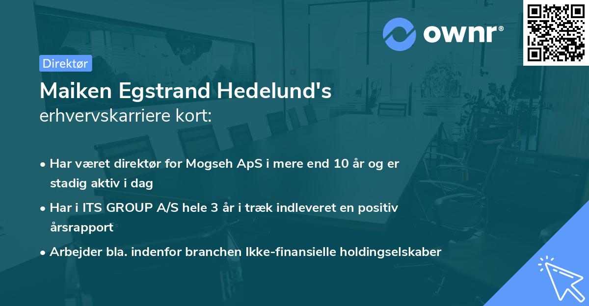 Maiken Egstrand Hedelund's erhvervskarriere kort