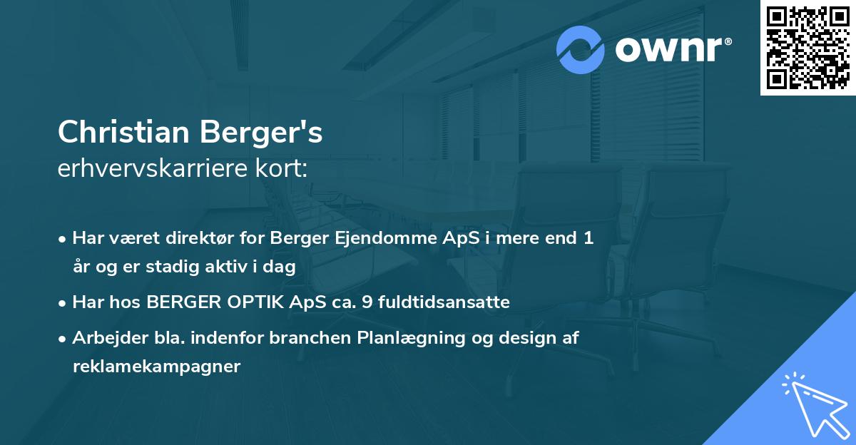 Christian Berger's erhvervskarriere kort