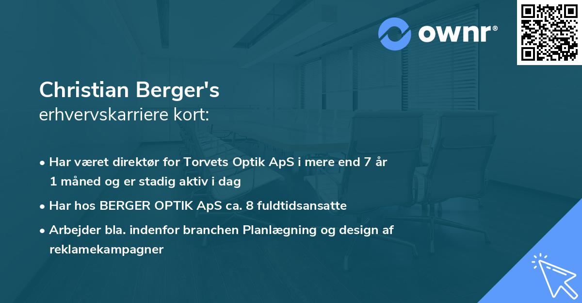 Christian Berger's erhvervskarriere kort
