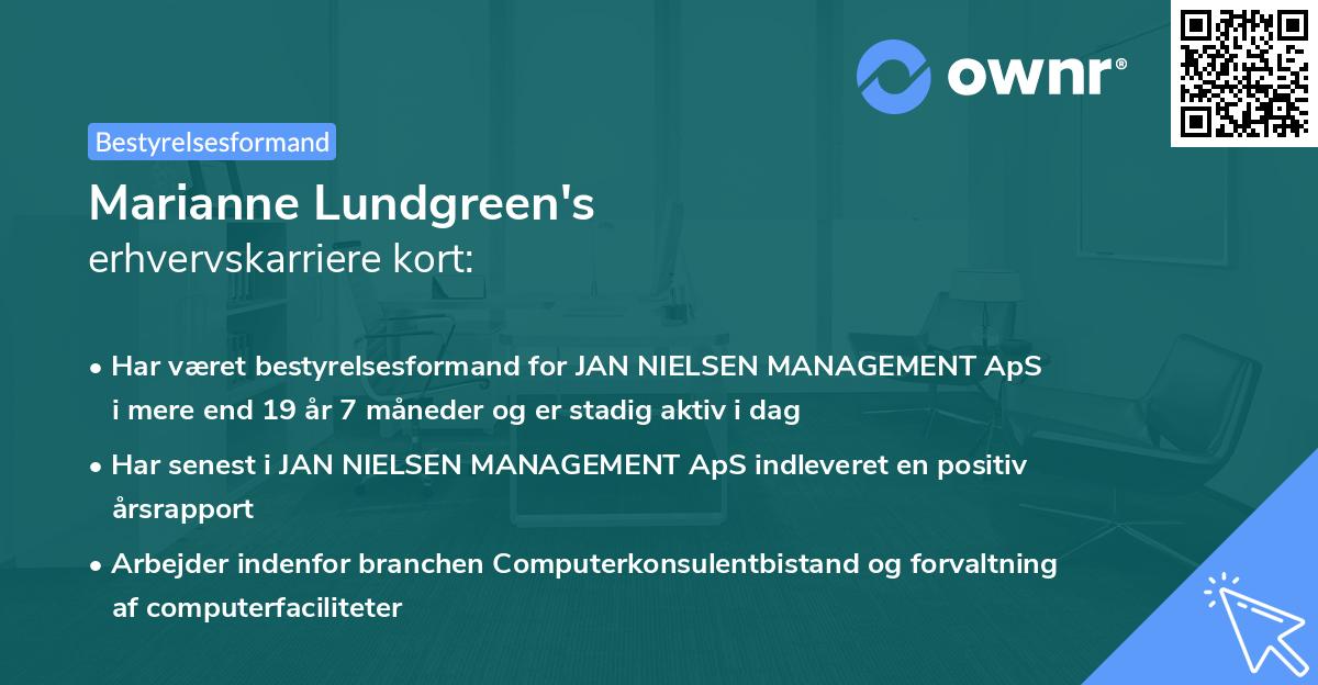 Marianne Lundgreen's erhvervskarriere kort