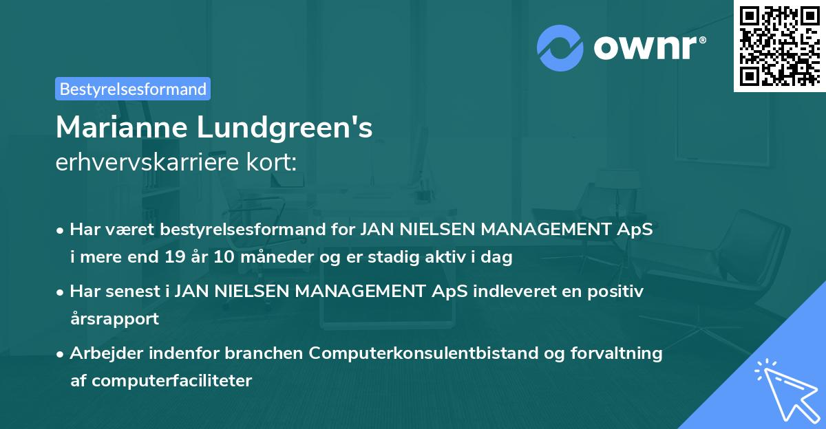 Marianne Lundgreen's erhvervskarriere kort