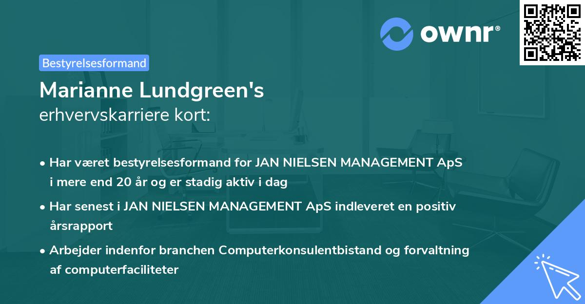 Marianne Lundgreen's erhvervskarriere kort
