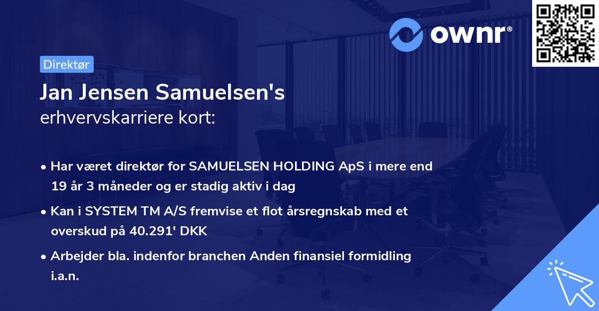 Jan Jensen Samuelsen's erhvervskarriere kort