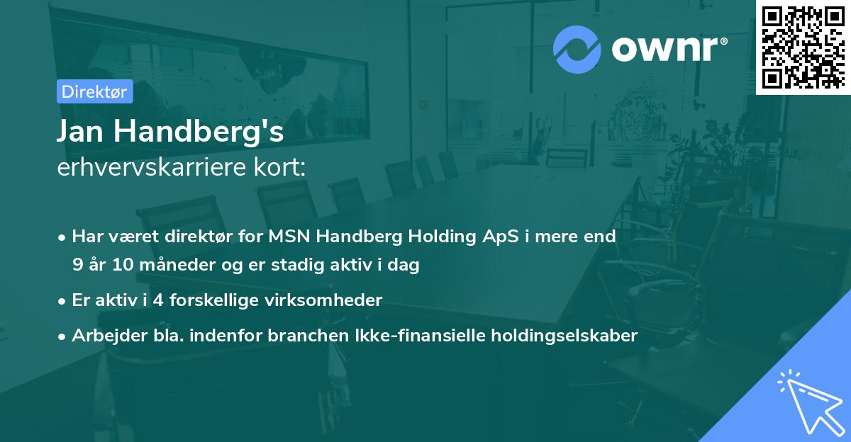 Jan Handberg's erhvervskarriere kort