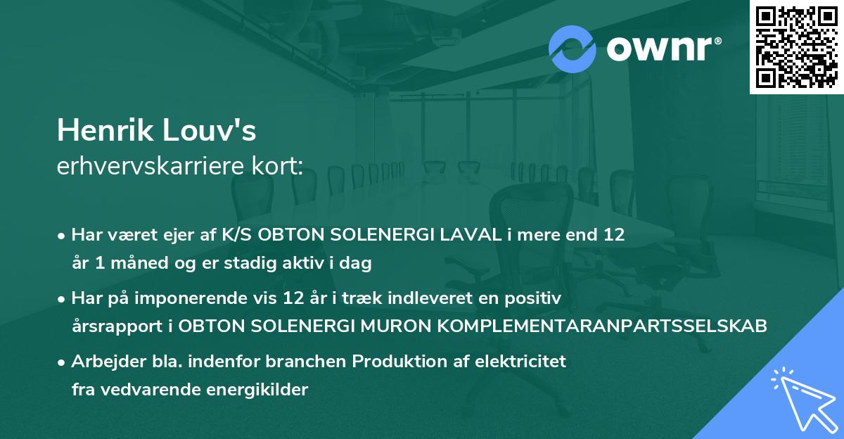 Henrik Louv's erhvervskarriere kort