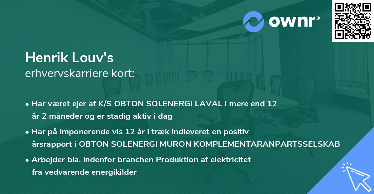 Henrik Louv's erhvervskarriere kort