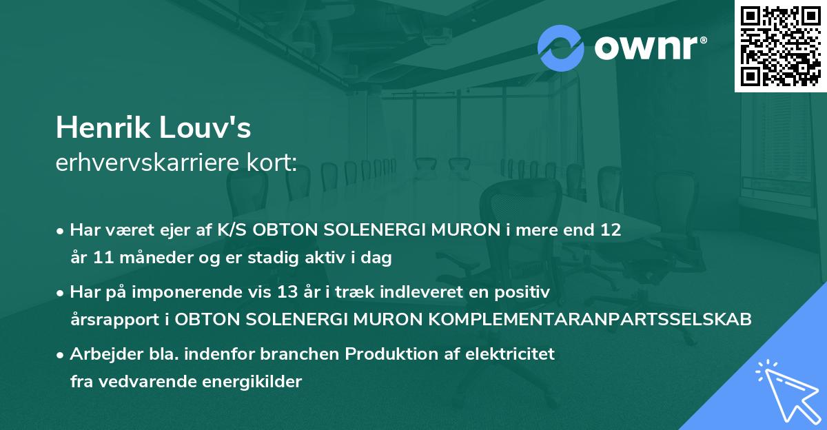 Henrik Louv's erhvervskarriere kort