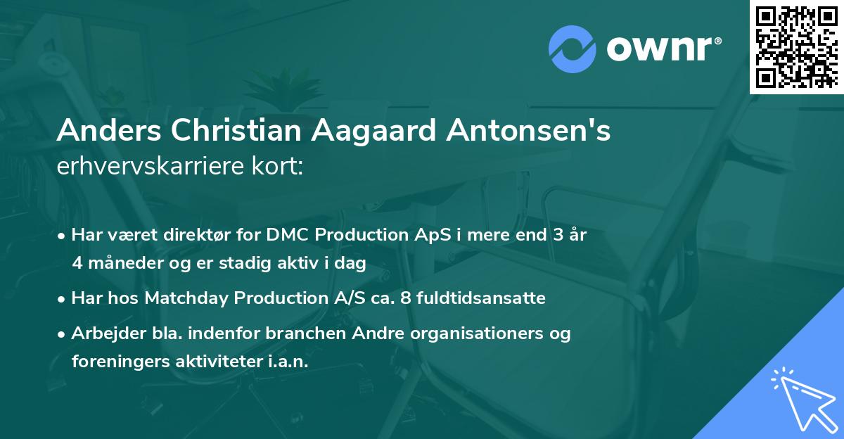 Anders Christian Aagaard Antonsen's erhvervskarriere kort