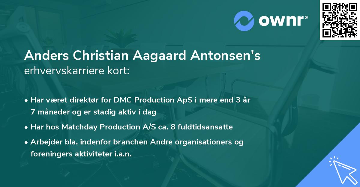 Anders Christian Aagaard Antonsen's erhvervskarriere kort