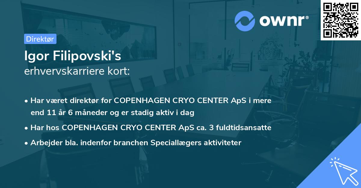 Igor Filipovski's erhvervskarriere kort