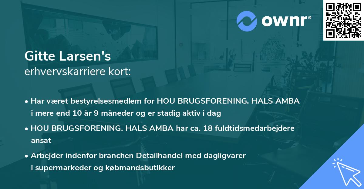 Gitte Larsen's erhvervskarriere kort