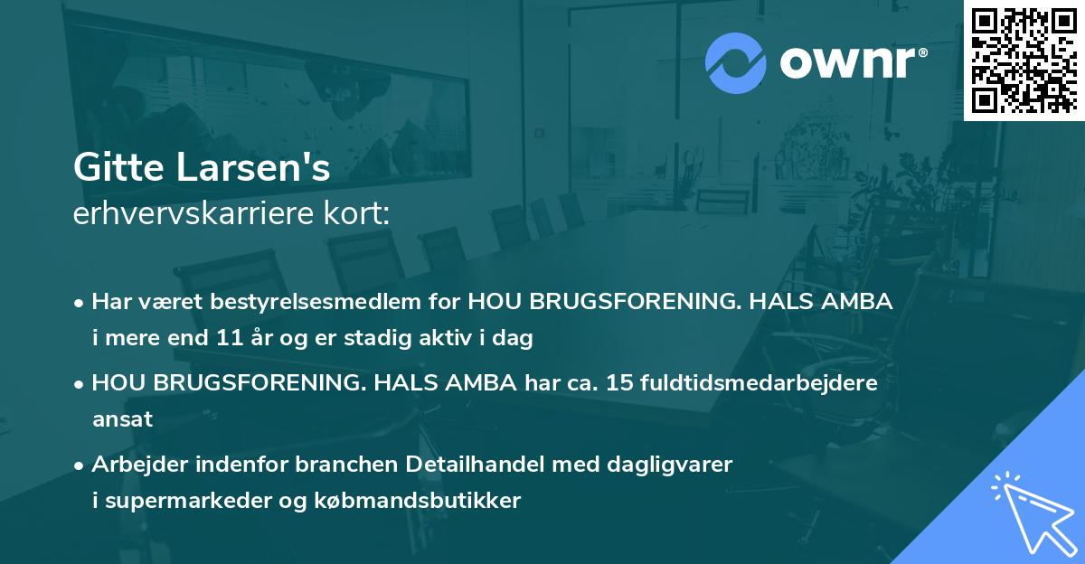 Gitte Larsen's erhvervskarriere kort