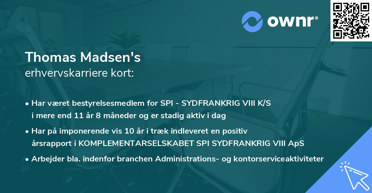 Thomas Madsen's erhvervskarriere kort