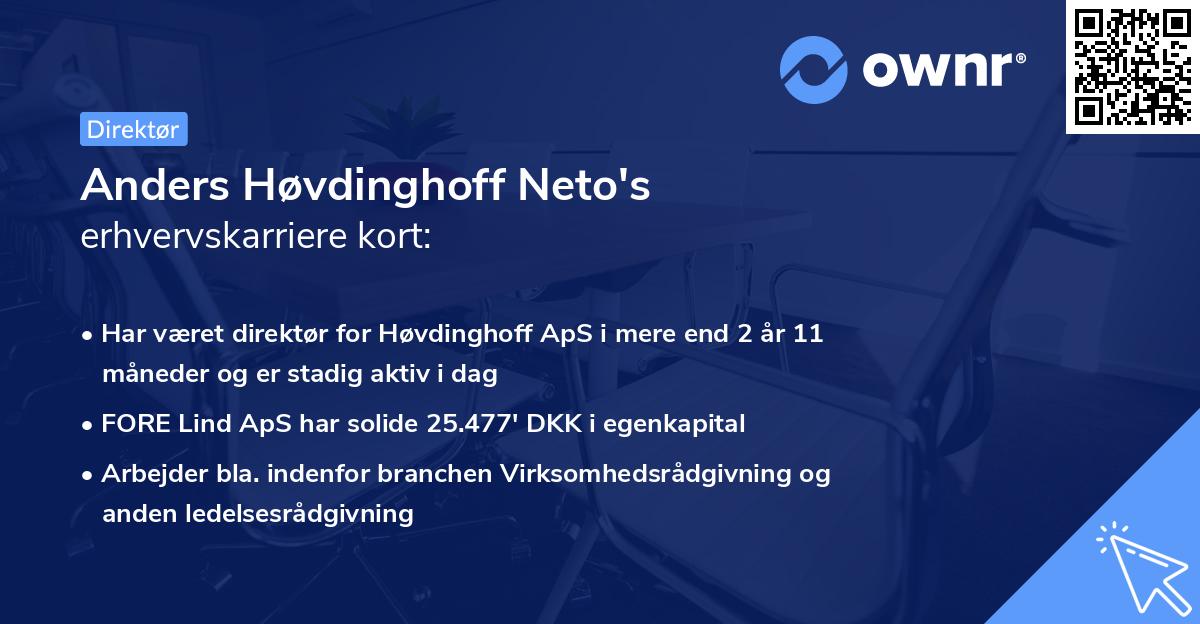 Anders Høvdinghoff Neto's erhvervskarriere kort