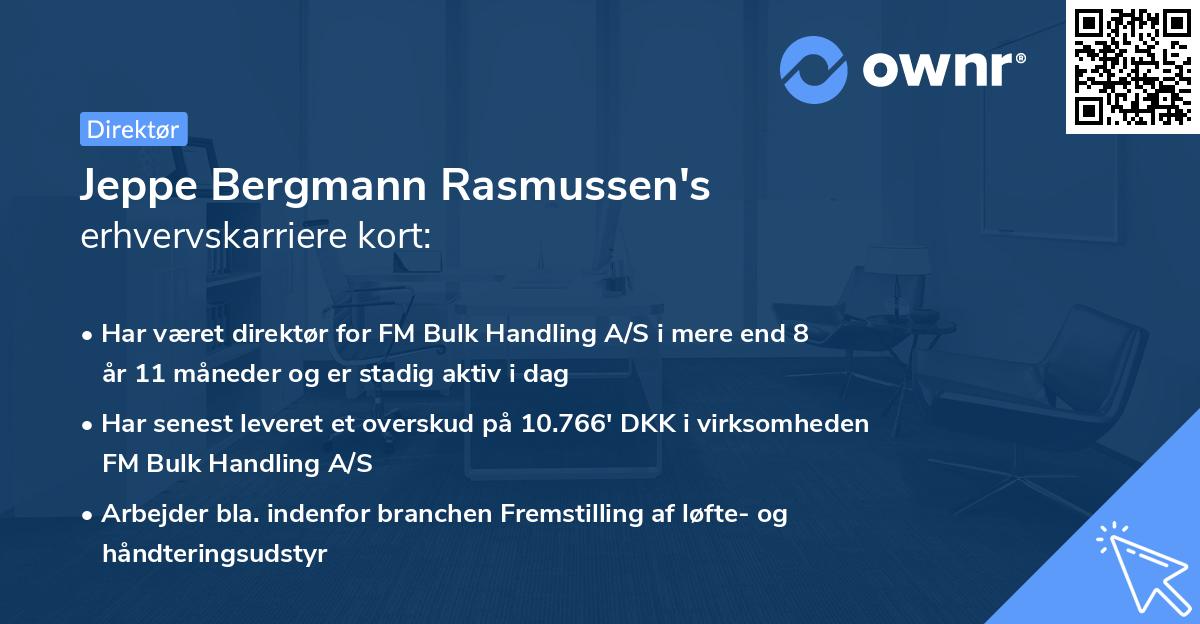 Jeppe Bergmann Rasmussen's erhvervskarriere kort