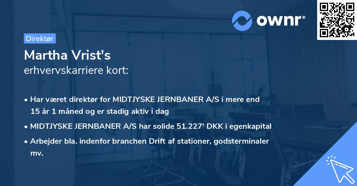 Martha Vrist's erhvervskarriere kort