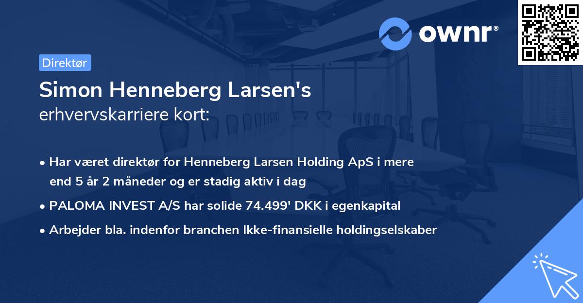 Simon Henneberg Larsen's erhvervskarriere kort