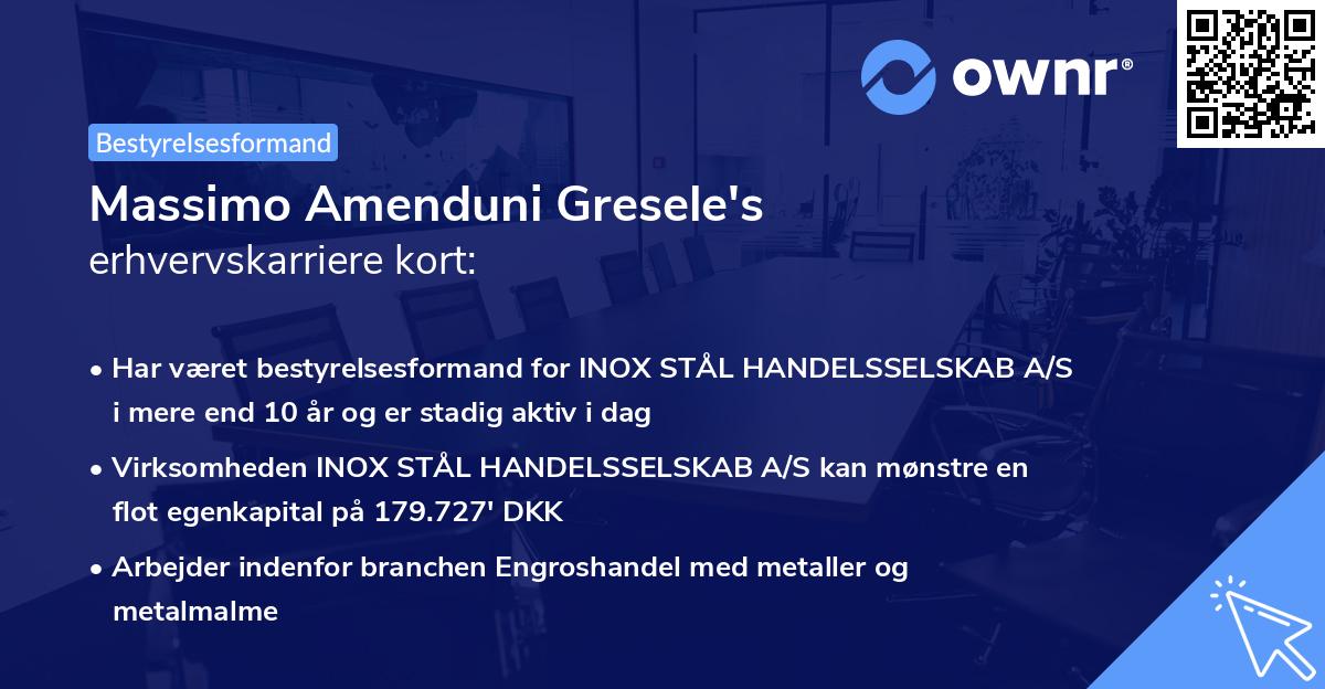 Massimo Amenduni Gresele's erhvervskarriere kort