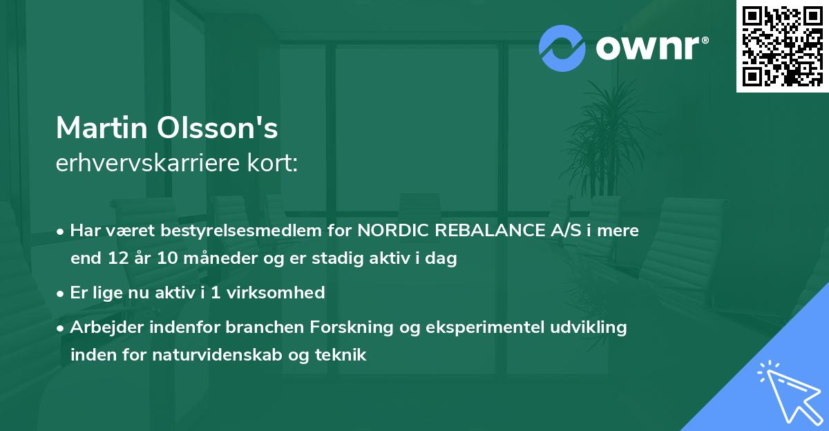 Martin Olsson's erhvervskarriere kort