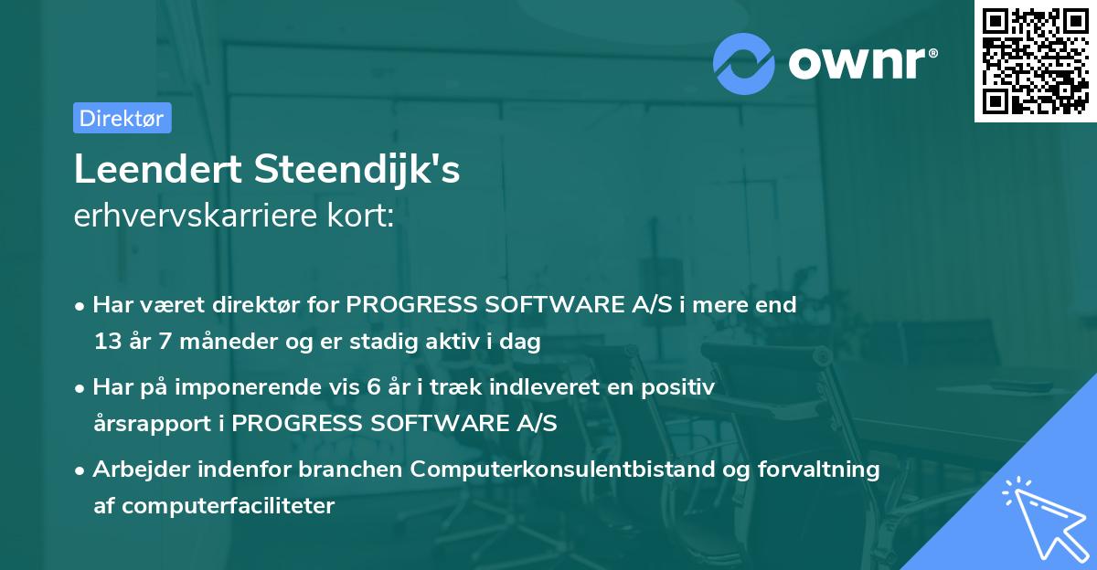 Leendert Steendijk's erhvervskarriere kort